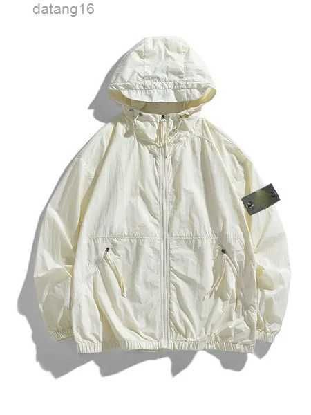 

stone jacket outerwear designer badges zipper shirt loose style spring autumn mens breathable portable street clothing island thin eq3v, Black;brown