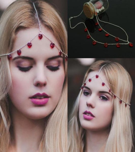 

2018 real images headband hair accessories chain headwear shining red black crystal jewelry wedding bridal elegant hairpiece5105535, Silver