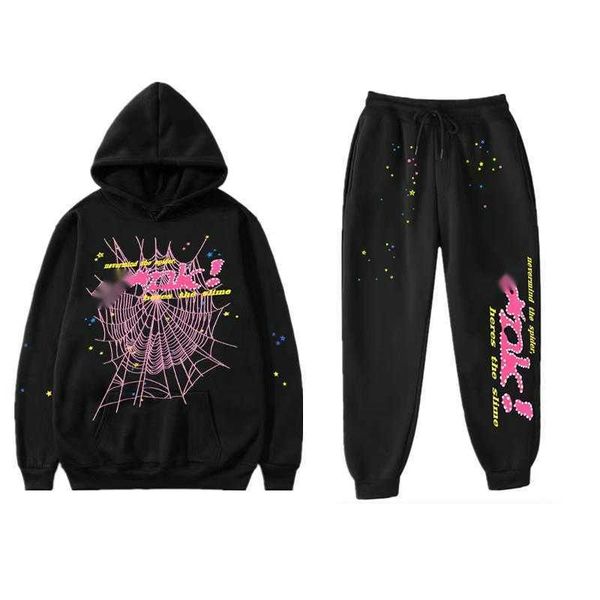 

spider hoodie mens designer hoodie women sp5der hoodie european and american hip-hop artist with the same bubble letters young thug spider c, Black