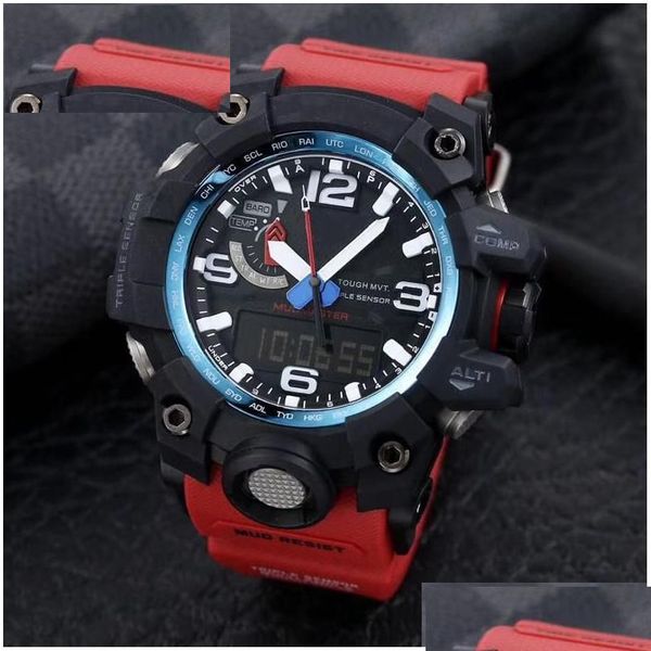 

wristwatches original shock watch digital sport quartz uni 1000 solar large dial fl feature led world time gwg oak series drop deliver dhpmc, Slivery;brown