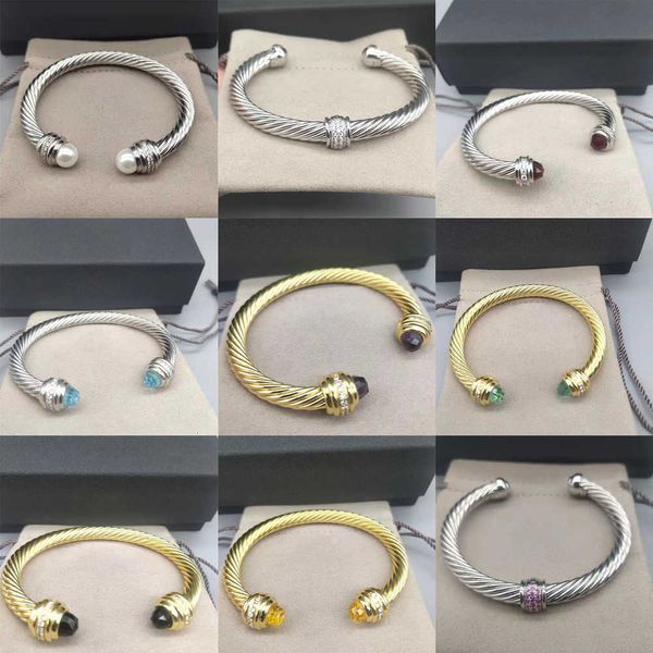 

Men Luxury Bangle Designer Twisted Gold x Double Dy Wire Chain 7MM Bracelet Jewelry Designers Bracelets Jewelrys Love Women Sliver Fashion Color Hemp Ring Opening