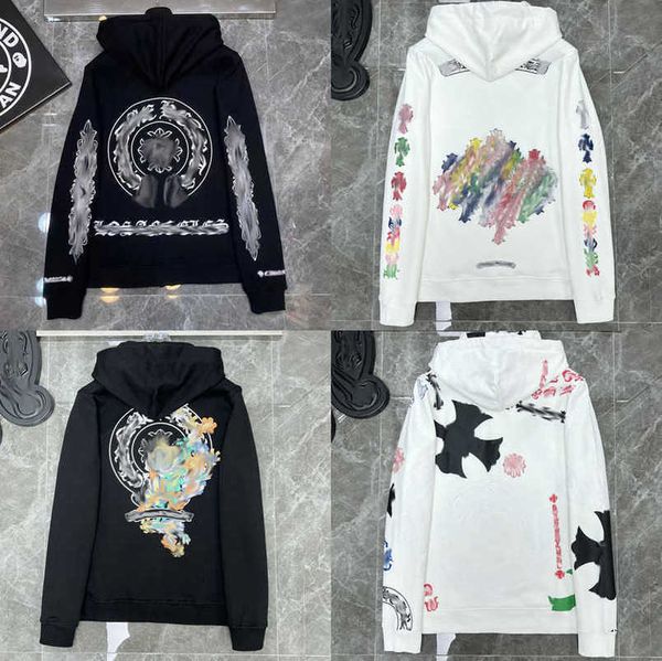 

fashion luxury men's sweatshirts jackets brandch hoodies zipper hooded men women designers sanskrit horseshoe cross pullover sweater ho, Black