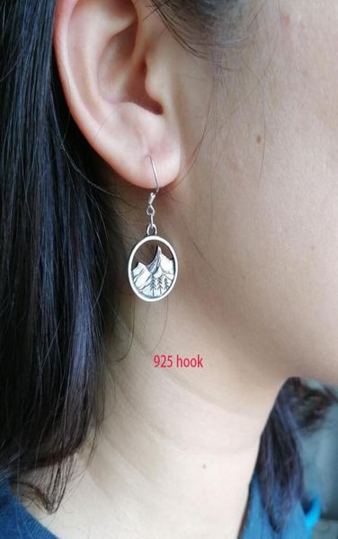 

1pair mountain pine tree earring with hook women gift nature hiking jewelry stud5245369, Golden;silver