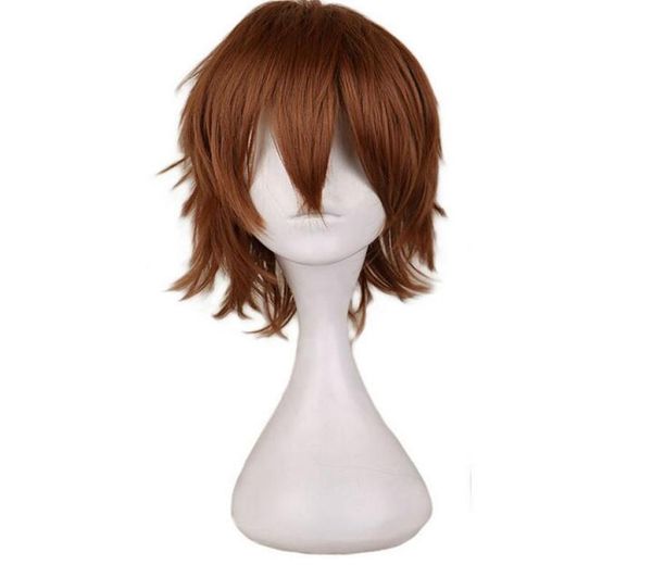 

short cosplay light brown wig men male 30 cm synthetic hair wigs7539735, Black