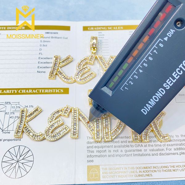 

pendant necklaces baguettes customized letters pendants necklaces for women s925 silver hip hop jewelry pass diamonds tester with gra 230728