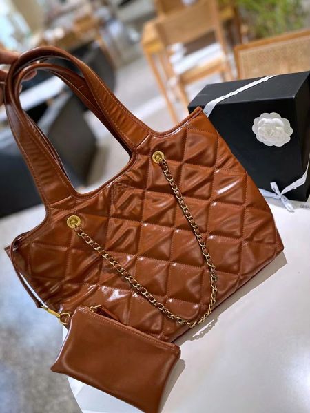 

2023 underarm bag handbag oil waxed leather genuine leather shopping bag women large capacity fashion bag luxury designer shoulder gift box