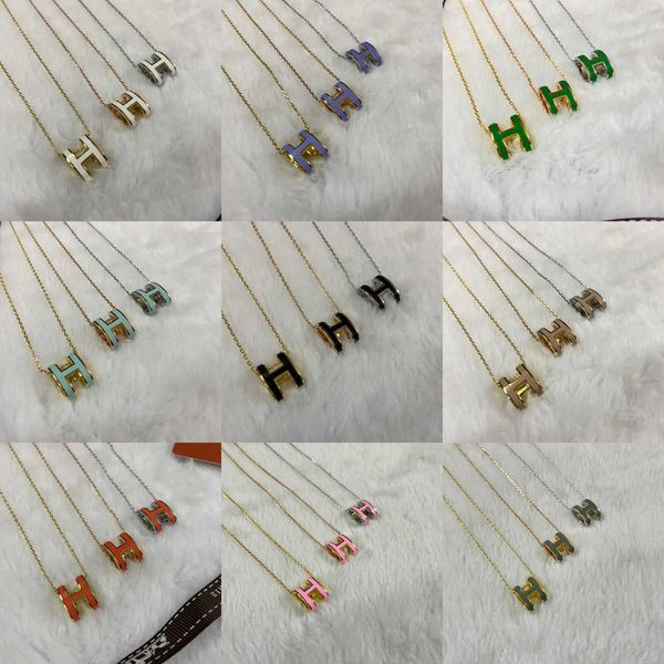 

h letter necklace women's 925 sterling silver enamel pendant high grade network red simple temperament collar chain for and girlfriend