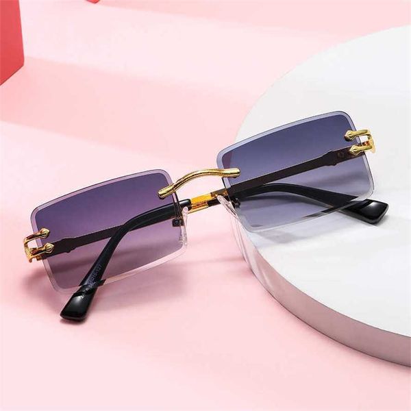 

50% off wholesale of square frameless new cut edge trend sunglasses fashion wearing glasses, White;black