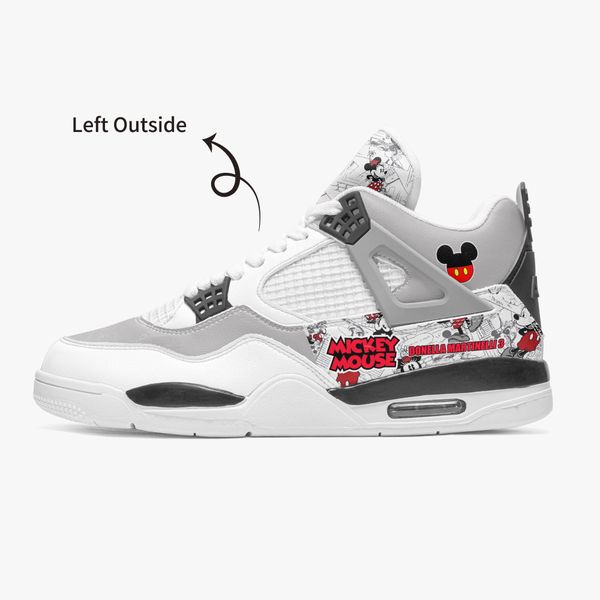 

diy basketball shoes mens womens grey white interesting mouse pattern trainers outdoor sports 36-46