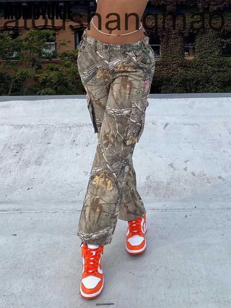 

pants women's capris women casual high waist fashion straight pockets camouflage cargo pants for women streetwear trousers camo leaf pr, Black
