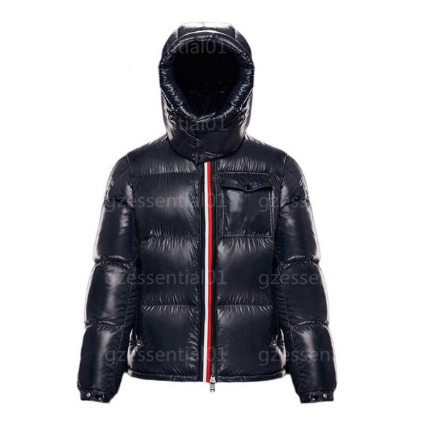 

monclears jacket down coat mens winter coats parka zipper tricolor stripe windproof hooded stylish winters warm men designer, Black