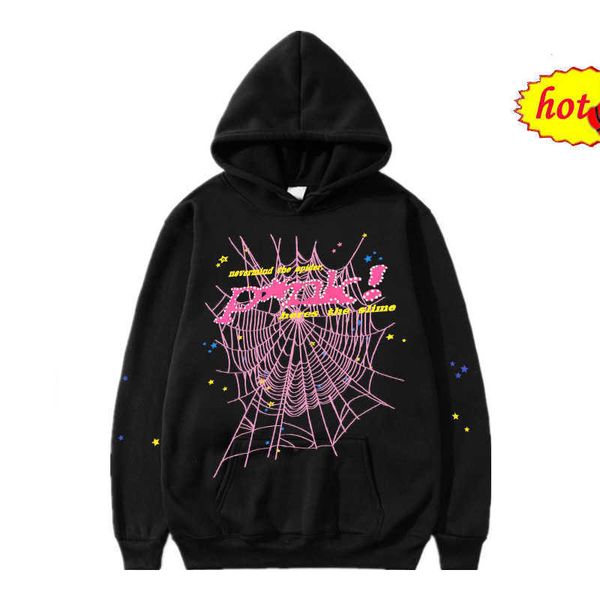 

men's hoodies sweatshirts pink mens sp5der 555 spider hoodie designer men puff print hoody young thug pullover nevermind the heres slim, Black