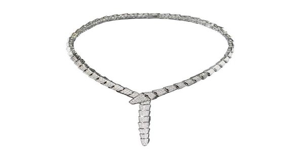 

chains wide necklace encrusted with diamonds plated 18k gold zircon personality evening bone sweater chain8751095, Silver