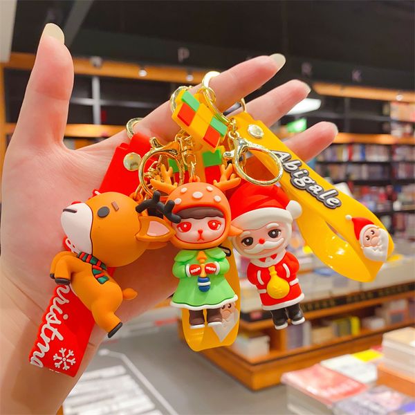 

fashion blogger designer jewelr cartoon adhesive santa claus elk keychain mobile phone keychains lanyards keyrings wholesale ys217, Slivery;golden