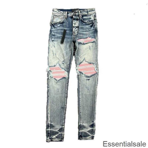 

designer purple jeans brand european ripped jean men embroidery quilting ripped for trend brand vintage pant mens fold slim skinny fashion s, Blue