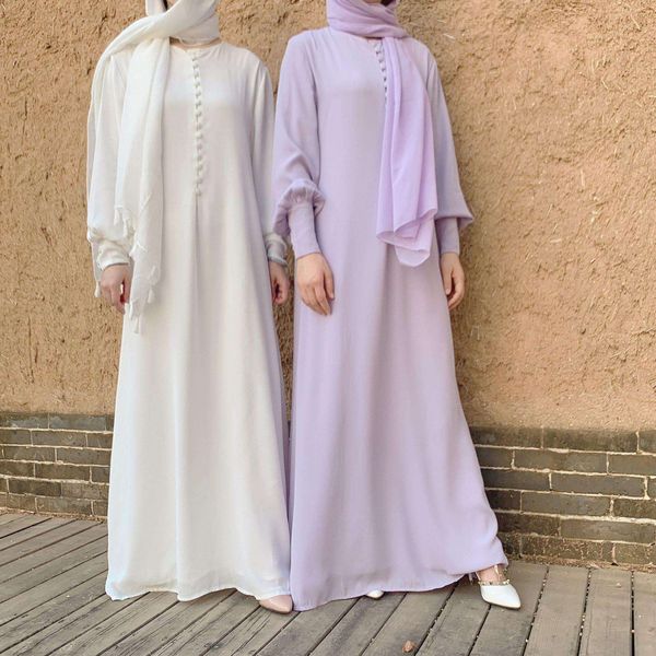 

muslim womens dress chiffon long sleeved elegant, Black;gray