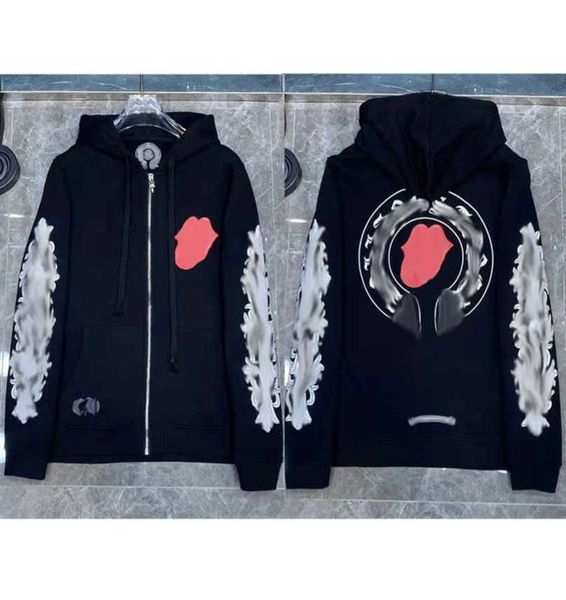 

luxury jackets fashion men's hoodies brandch sweatshirts designers zipper hooded sweater men women casual pullover sanskrit horseshoe h, Black
