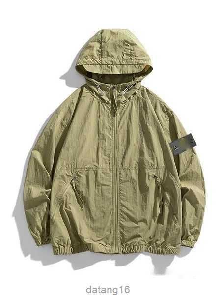 

stone jacket outerwear designer badges zipper shirt loose style spring autumn mens breathable portable street clothing island thin h861, Black;brown