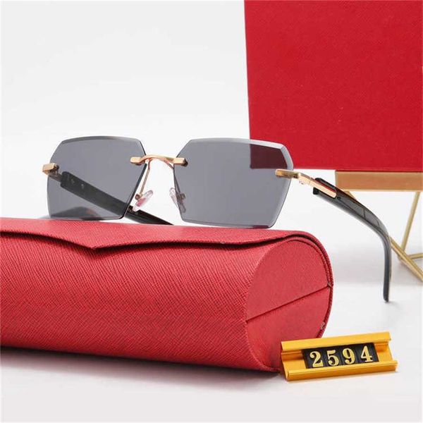 

56% off wholesale of sunglasses new men's and women's square frameless metal small frame fashion sunglasses 2594, White;black