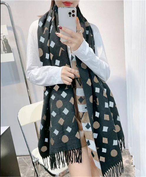 

Echarpe hijab Echarpe Fashion Cashwool Scarf Autumn Winter Warm Comfortable Soft Double Color Gold and Si