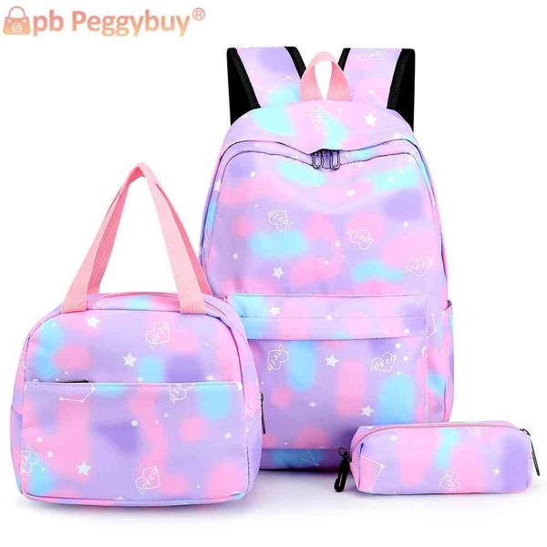 

backpacks 3pcsset lapbackpack adjustable strap fashion women nylon travel backpack cute gradient work rucksack for work school travel 230729