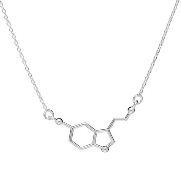 

1 chemical molecular structure pendant necklace formula 5ht geometric exquisite nurse simple lucky woman mother men039s family2496156, Silver