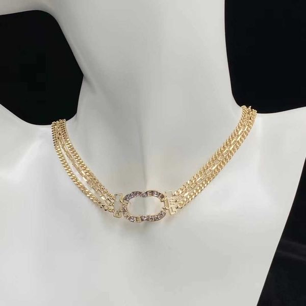 

designer jewelry necklace new summer fragrance multi layer overlay classic double alphabet seiko fashion simple necklace, Black