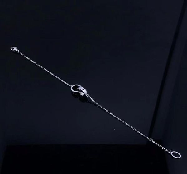 

designer charm bracelets bracelet for women stainless steel gold silver rose gold plated 195cm fashion double ring circle chain j6525413, Black