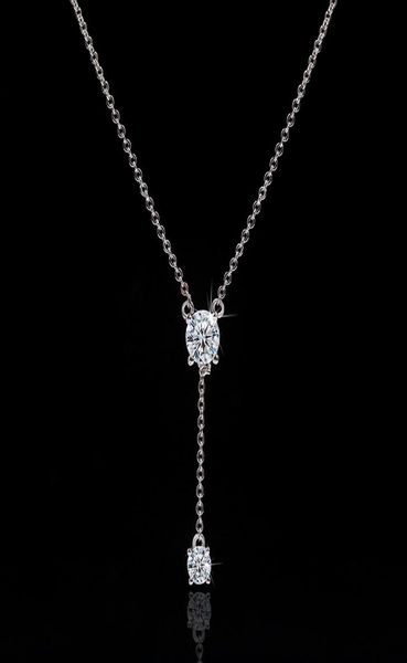 

romantic long lab diamond pendant real 925 sterling silver party wedding pendants chain necklace for women bridal charm jewelry6991497