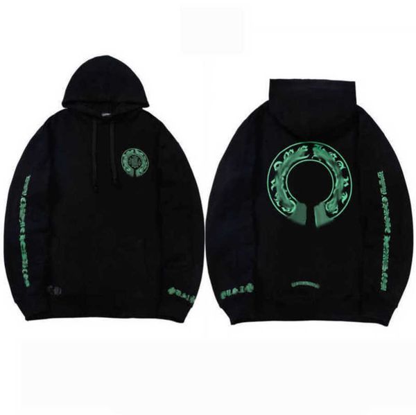 

luxury men's fashion jackets hoodies brand ch sweatshirts designers zipper hooded sweater men women casual pullover sanskrit horseshoe, Black;brown