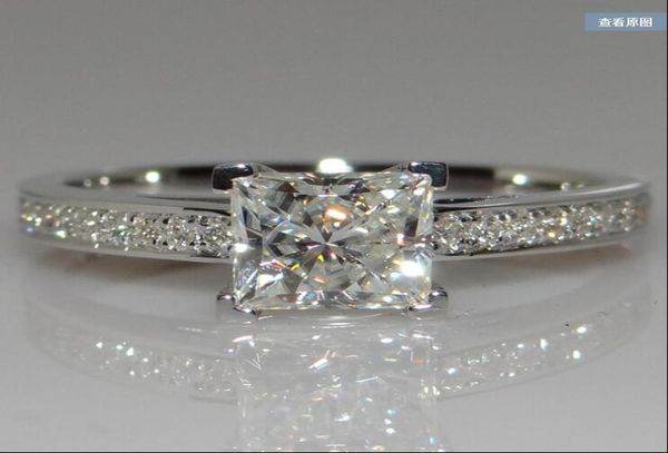 

925 sterling silver four claws square zircon simulated diamond elegant rings fashion women engagement wedding jewelry4896575, Slivery;golden