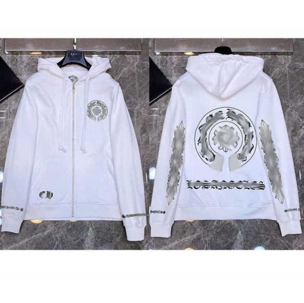 

luxury fashion sweatshirts men's jackets brand ch hoodies zipper hooded men women designers sanskrit horseshoe cross pullover sweater h, Black;brown