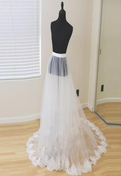 

skirts detachable bridal skirt wedding overskirt 2 layers removable tulle with lace appliques edge custom1876081, Black