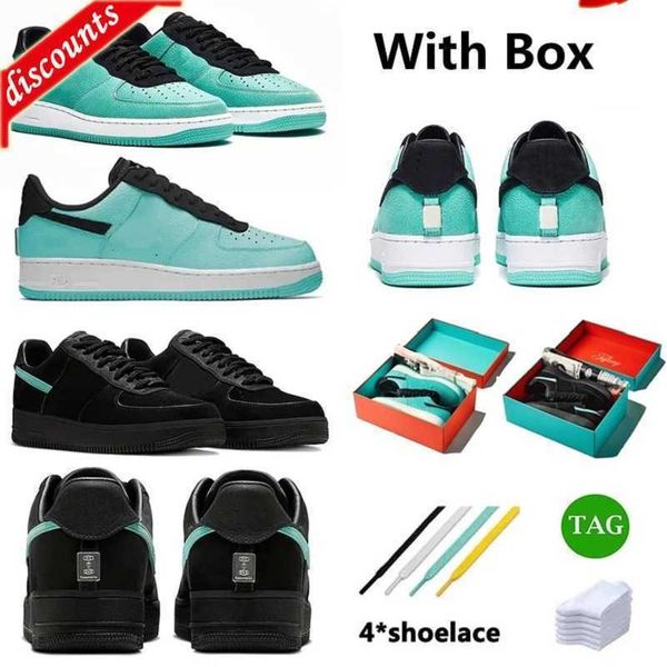 

2023 with box designer one low running shoes for men women airforces 1 sneaker tiffany blue black multi color dz1382-001 mens trainers sport
