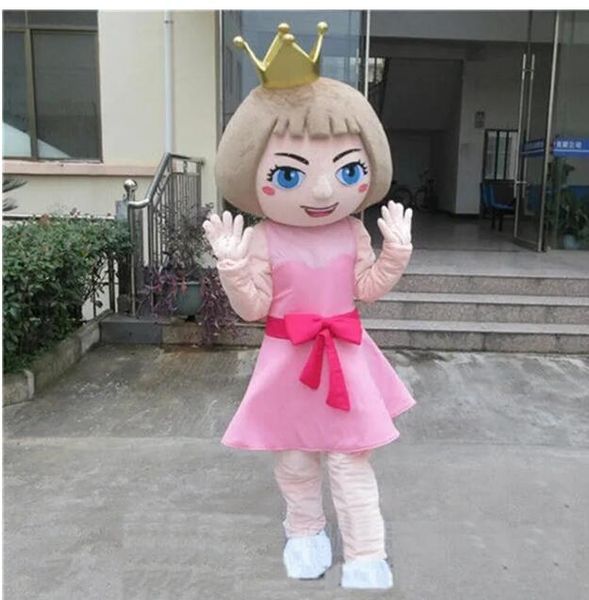 

size crown girls mascot costumes halloween fancy party dress cartoon character carnival xmas easter advertising birthday party costume outfi, Red;yellow