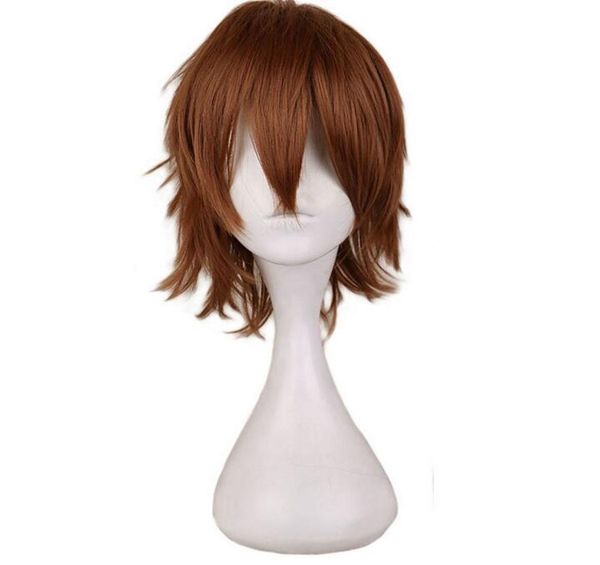 

short cosplay light brown wig men male 30 cm synthetic hair wigs3048012, Black