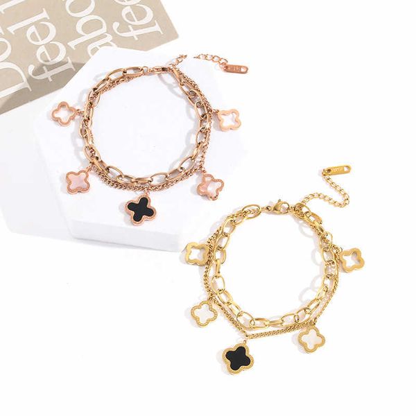 

ring accessories diamond luxury designer necklace flowers clover bangle women net red titanium steel fourleaf super flash korean fashion wom, Silver