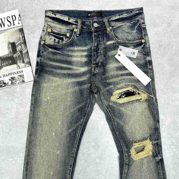 

purpel5120 mens jeans distressed motorcycle biker jean rock skinny slim ripped hole stripe fashionable snake embroidery denim pants0rtd, Blue