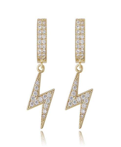 

trendy hip hop earrings for men women gold silver color cz light earings iced out bling cz rock punk wedding gift9325392, Golden;silver