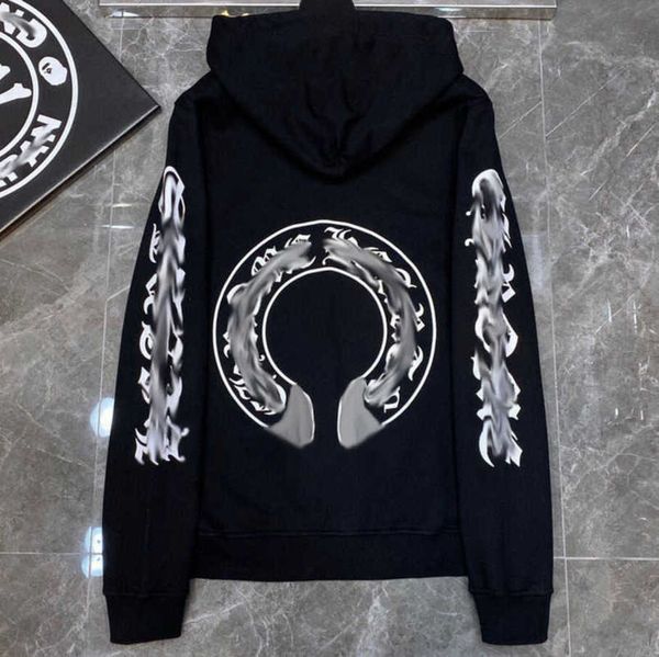 

fashion men's luxury jackets hoodies brand ch sweatshirts designers zipper hooded sweater men women casual pullover sanskrit horseshoe, Black