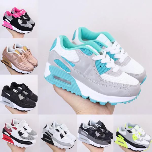 

kids 90 athletic shoes children 90c running shoes baby 90s mesh breathable half palm cushion boys girls casual trainers, Black