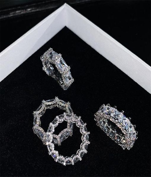 

ins sell brand desgin weddding rings luxury jewelry real 925 sterling silver princess cut white z party cz diamond women e6571157, Slivery;golden