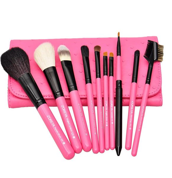 

zoreya new 10 pcs essential makeup brushes set upgraded professional make up animal hair natural tool kits1676055