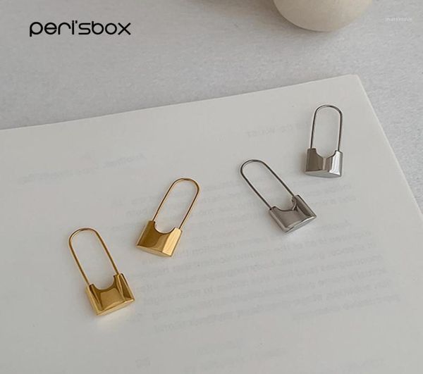 

hoop huggie peri039sbox unique design gold lock earrings for women small safety pin hoops minimal jewelry18199664, Golden;silver