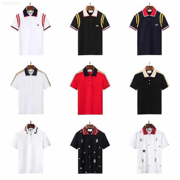 

mens polo shirts designer t shirt high street solid color lapel polos printing cottom clothing tees polos plus size badge decoration #shop7, White;black