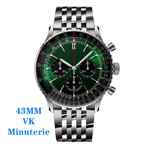 

aviation luxury sports men s watch men quartz battery vk timer movement 316l stainless steel strap leather strap waterproof aviation 1 serie, Slivery;golden