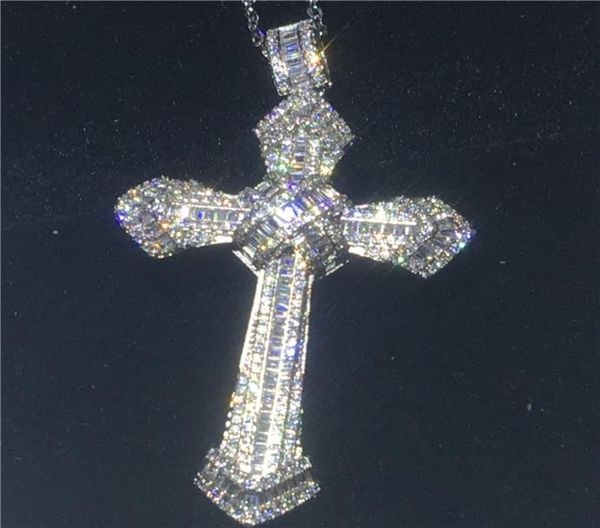 

luxury big pendant with necklace 925 sterling silver 5a zircon cz party wedding pendants for women men jewelry7472689