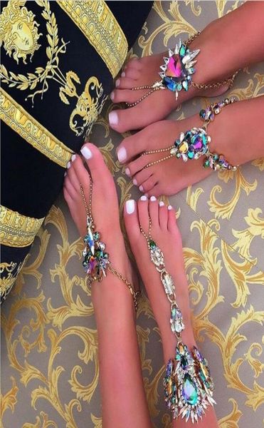 

2017 ankle bracelet wedding barefoot sandals bearetail foot jewelry pie leg chain female boho crystal anklet new fashion7537114, Red;blue