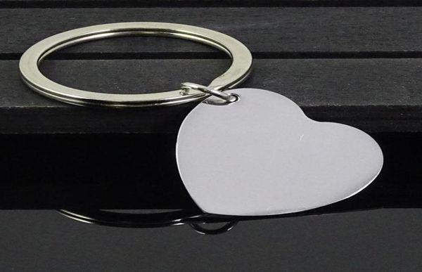 

30pcslot high polished blank heart stainless steel keychain engravable solid dog tag keyring car key chain ring jewelry factory p6855713, Slivery;golden