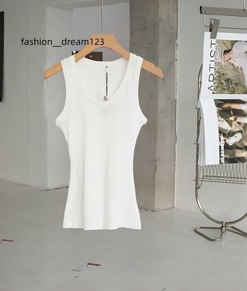 

womens vest t-shirt anagram regular cropped cotton jersey camis female femme knits tees designer embroidery knitted sport breathable yoga ve, White